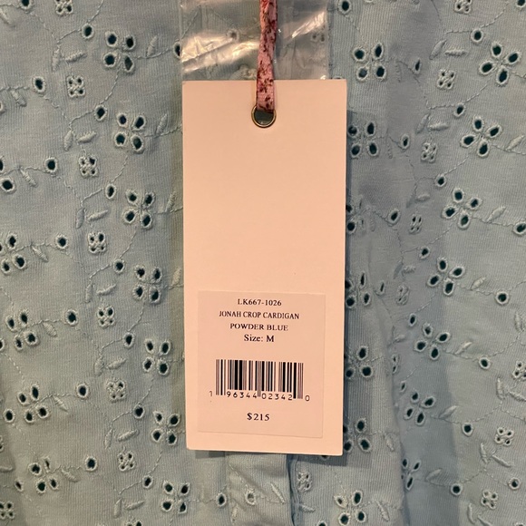 LOVESHACKFANCY Jonah Crop Cardigan Powder Blue Size M NWT - Picture 2 of 7